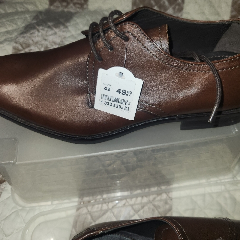 BORELLI Men's Brown Leather Dress Shoes